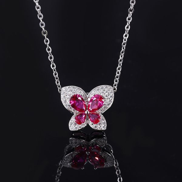 New S925 Silver Butterfly Pendant Necklace, Faux Pigeon Blood Ruby with Full Diamond Inlay, Elegant and Stylish Jewelry for Women
New S925 Silver Butterfly Pendant Necklace, Faux Pigeon Blood Ruby with Full Diamond Inlay, Elegant and Stylish Jewelry for Women