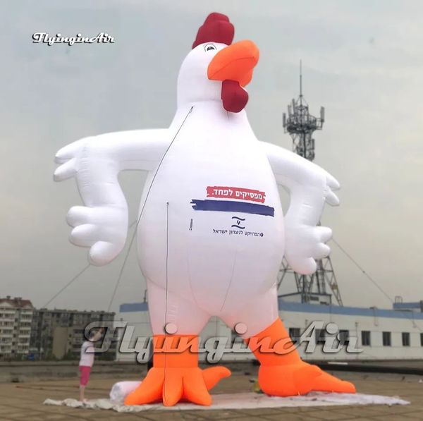 Customized Giant Inflatable Cartoon Rooster 8m height (26ft) Advertising Animal Mascot Model White Chicken Balloon For Outdoor Display
