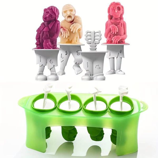 DHgate ice maker ddmynov Zombie Popsicle Mold, Horror Silicone 4 Cavity Reusable Ice Cream Molds, Beach Accessories, Summer Kitchen Gadgets, sold by DHgate