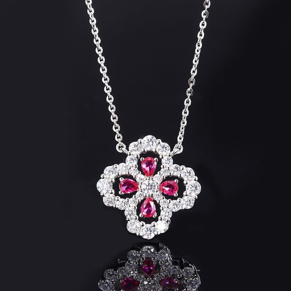 S925 Silver Faux Pigeon Blood Ruby Full Diamond Four-Leaf Clover Pendant Necklace, Exquisite Fashion Design, Perfect Women's Jewelry Collection
S925 Silver Faux Pigeon Blood Ruby Full Diamond Four-Leaf Clover Pendant Necklace, Exquisite Fashion Design, Perfect Women's Jewelry Collection