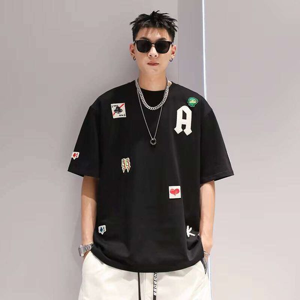 Clothing Letter Embroidery 100% Cotton Men's Short Sleeve Summer New Loose Casual 240g T-Shirt, Black
Clothing Letter Embroidery 100% Cotton Men's Short Sleeve Summer New Loose Casual 240g T-Shirt, Black