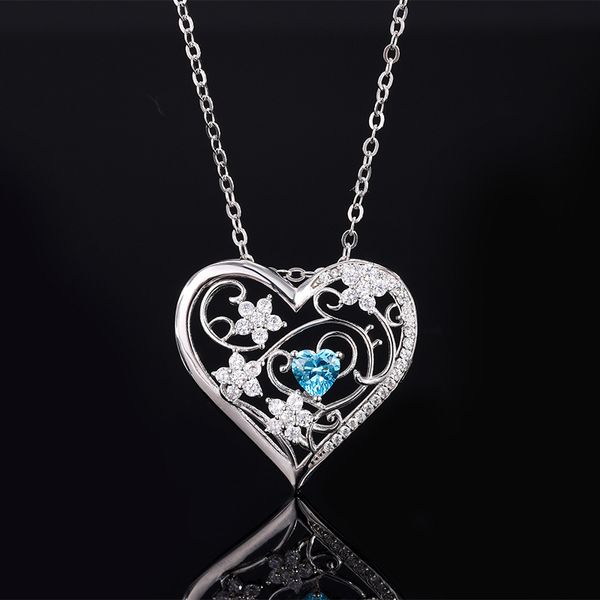 New S925 Silver Faux Aquamarine Heart-Shaped Main Stone Pendant Necklace, Hollow Design, Elegant and Fashionable, Suitable for Any Occasion
New S925 Silver Faux Aquamarine Heart-Shaped Main Stone Pendant Necklace, Hollow Design, Elegant and Fashionable, Suitable for Any Occasion