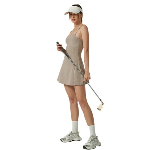 unlock the new fashion of sports shoulder strap beautiful backside slit tennis skirt a high turn back dressing artifact, Brown
unlock the new fashion of sports shoulder strap beautiful backside slit tennis skirt a high turn back dressing artifact, Brown