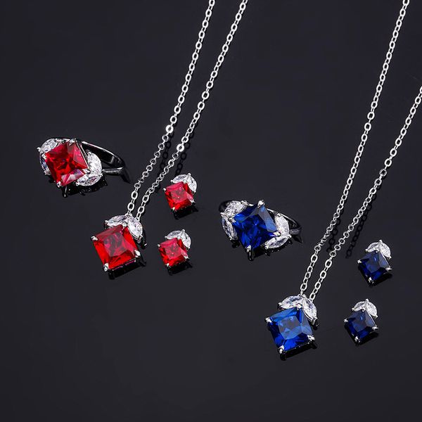 S925 Silver Simple Design Faux Ruby and Sapphire Square Ring and Earrings Set, Perfect for Daily Wear, Main Stone 99, Side Stone 66, Elegant Fashion Women's Jewelry Set, Red
S925 Silver Simple Design Faux Ruby and Sapphire Square Ring and Earrings Set, Perfect for Daily Wear, Main Stone 99, Side Stone 66, Elegant Fashion Women's Jewelry Set, Red
