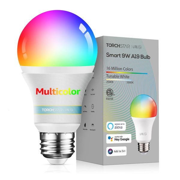 Smart WiFi LED A19 Bulb RGBCW Color Changing Compatible with Alexa Google Home Echo Assistant Dimmable E26 Base 250609