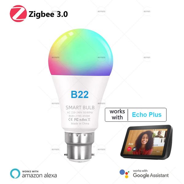 B22 Zigbee Smart Bulb Lamps 220V Led RGBCW Light Voice Control Timing Home Assistant APP Works With Alexa Google Home 2MQTT 250609
