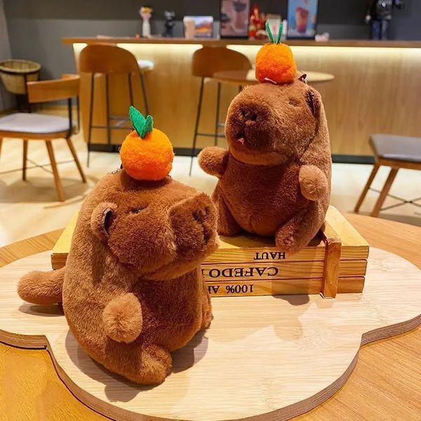 1 20PCS Persimmon Wagging Tail Capybara Key Cute Keychain Plush Doll Toy Schoolbag Gift Pendant 250612
