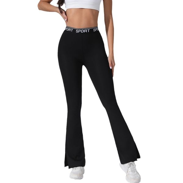 New letter elastic high waist high elastic straight micro pull pants casual sports trousers women look thin, Black
New letter elastic high waist high elastic straight micro pull pants casual sports trousers women look thin, Black