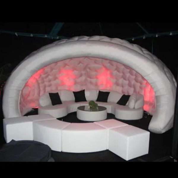 10mLx10mWx6mH (33x33x20ft) Cost effective half inflatable dome tent with led light bar and catering Kiosk for party wedding