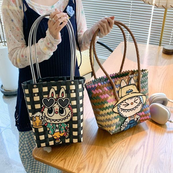 LABUBU Shoulder Bags Handwoven handbag vegetable basket bag commuting cartoon rattan woven shoulder bag for women, L1
LABUBU Shoulder Bags Handwoven handbag vegetable basket bag commuting cartoon rattan woven shoulder bag for women, L1