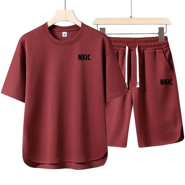 Trendy Suits for men Men's Summer Shorts Set Gym Outfit Student Short Sleeve Tee 2 Piece Set Tracksuits Men Casual Men Brand Clothing, Burgundy
Trendy Suits for men Men's Summer Shorts Set Gym Outfit Student Short Sleeve Tee 2 Piece Set Tracksuits Men Casual Men Brand Clothing, Burgundy