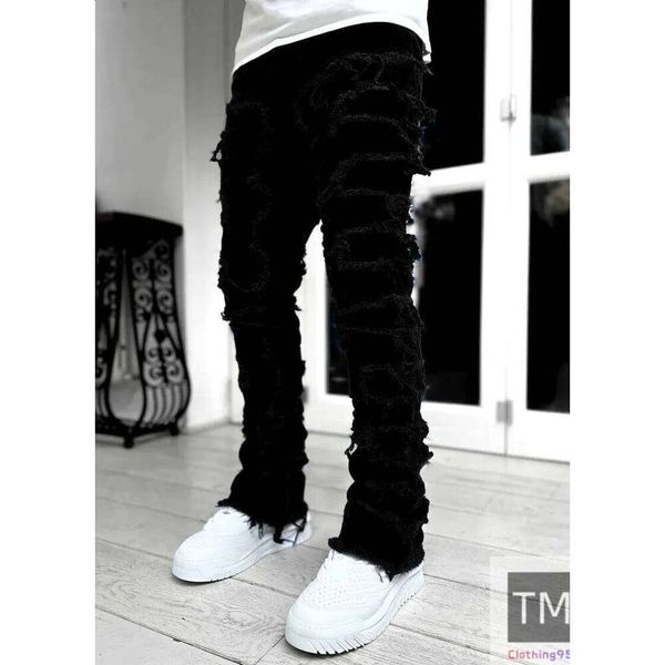 Spring Autumn Individual Patched Black Pants Long Tight Fit Stacked Jeans For Men 240819 B2, Blue
Spring Autumn Individual Patched Black Pants Long Tight Fit Stacked Jeans For Men 240819 B2, Blue