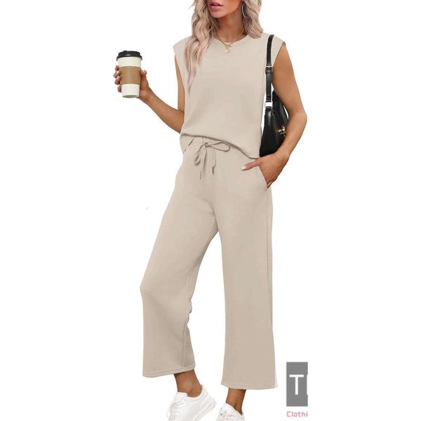 Two Piece for Women Casual Travel Vacation Outfits Summer Wide Leg Crop Pants Lounge Sets, Beige
Two Piece for Women Casual Travel Vacation Outfits Summer Wide Leg Crop Pants Lounge Sets, Beige