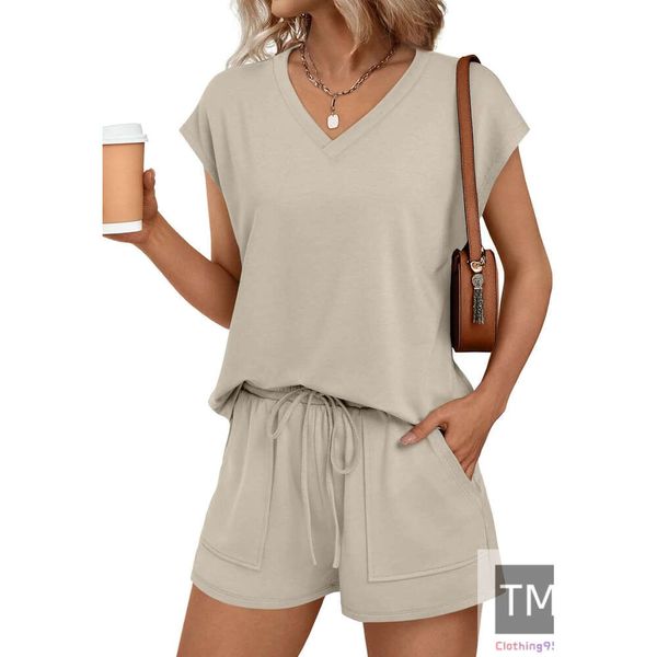 2 Piece V Neck Cap Sleeve Shirt and Shorts Set Womens Matching Summer Lounge Sets, Dusty blue
2 Piece V Neck Cap Sleeve Shirt and Shorts Set Womens Matching Summer Lounge Sets, Dusty blue