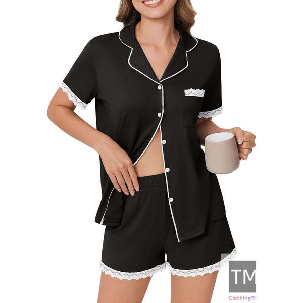 Womens Short Sleeve Pamas Soft Sleepwear Button Down Lounge Set Lace Top and Shorts Pj Nightwear, Purple
Womens Short Sleeve Pamas Soft Sleepwear Button Down Lounge Set Lace Top and Shorts Pj Nightwear, Purple