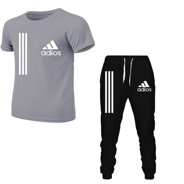 Mens T-shirt and Pants Set Running Fashion Printed Short Sweat Gym Sports T-shirt 2024 Summer New Item z0250619