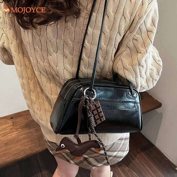 bags PU Leather Women Shoulder Large Capacity Bowling Zipper Closure Handbag Solid Colour Trendy Tote Bag High-end Armpit Bags