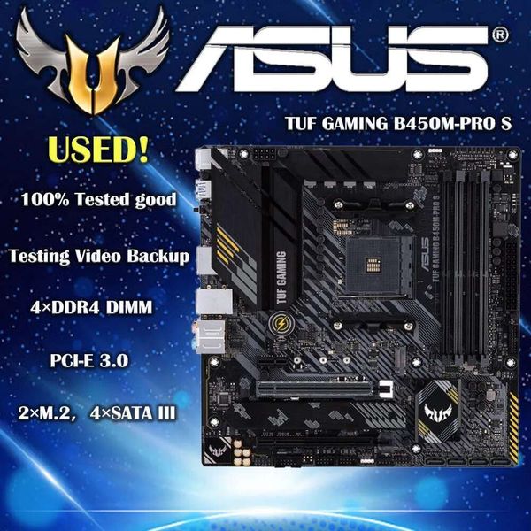 Used ASUS TUF GAMING B450M PRO S DDR4 4400MHz 128GM.2 HDMI 2.0B type C and native USB 3.1 Gen 2 Desktop AM4 CPU