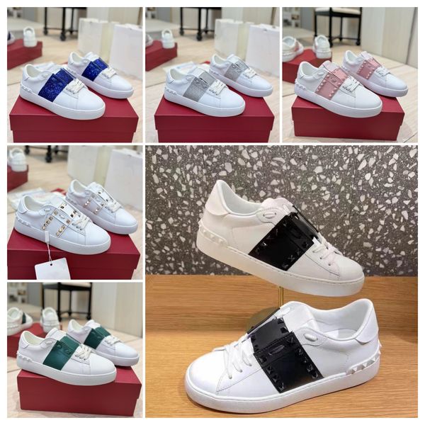 designer shoes mens shoes women shoes trainers casual shoes rivet low top flat sneaker luxury leather platform retro black white luxury calfskin sneakers womens