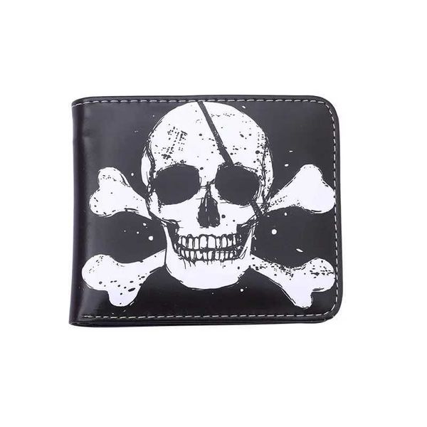 PVC Skull Pattern Short Wallet Cartoon Men Leather Wallets Retro Mens Wallet Sm…