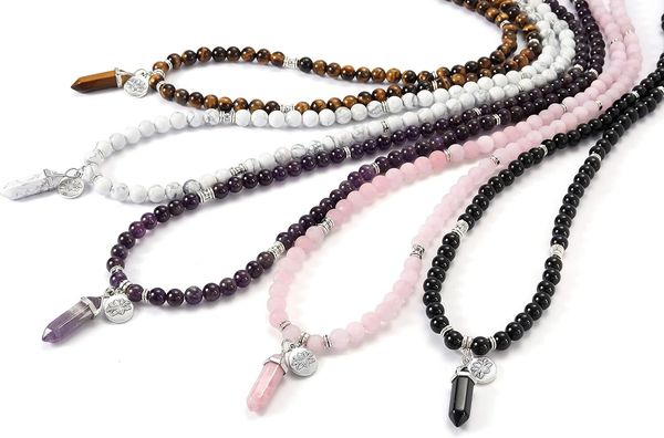 108 Mala Beads Bracelet 8mm Natural Amethyst Rose Quartz Healing Crystal Stone Mala Prayer Bead Necklace Hexagonal Prism Gemstone Reiki Pointed Pendant
108 Mala Beads Bracelet 8mm Natural Amethyst Rose Quartz Healing Crystal Stone Mala Prayer Bead Necklace Hexagonal Prism Gemstone Reiki Pointed Pendant