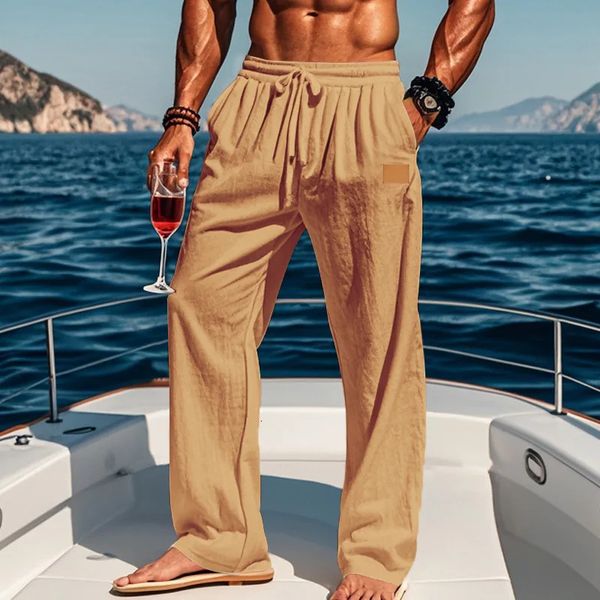 Summer Pants for Men's Linen Pants Men's Summer Elastic Waist Elastic Waist Pants Summer Pants Men Pants Men's Summer