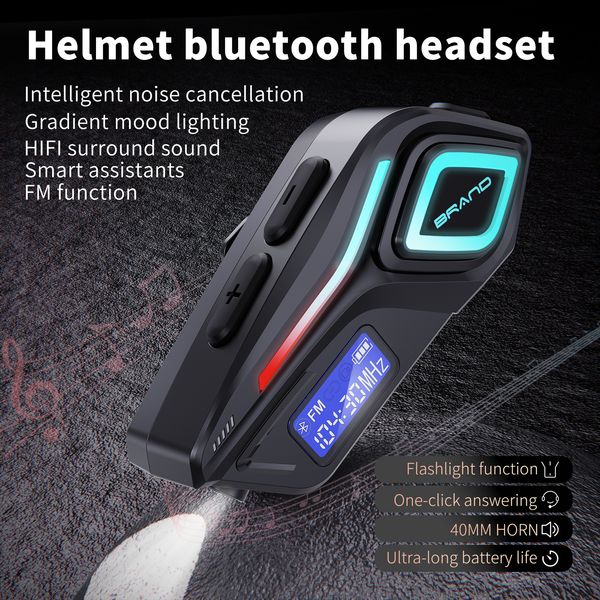 Motorcycle Helmet Headphones Bluetooth 5.4 Wireless Hands-Free Earphone FM Radio