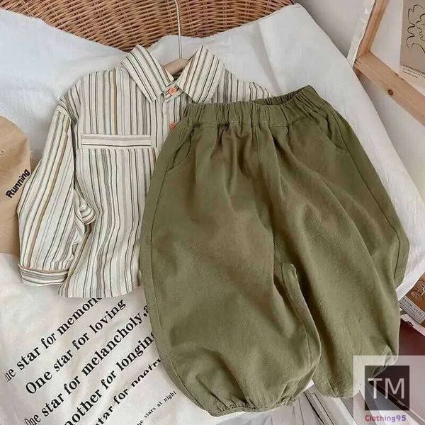 Sets Boys Spring Autumn New Handsome and Fashionable Striped Shirt Top Work pants Childrens Baby Two Piece Set Kids Clothing, Green
Sets Boys Spring Autumn New Handsome and Fashionable Striped Shirt Top Work pants Childrens Baby Two Piece Set Kids Clothing, Green