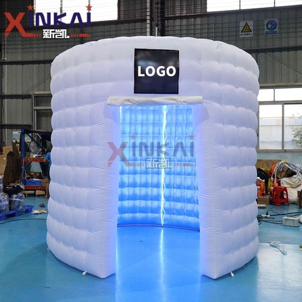Portable Circular Inflatable Photo Booth with Integrated LED Lights for Event Photography