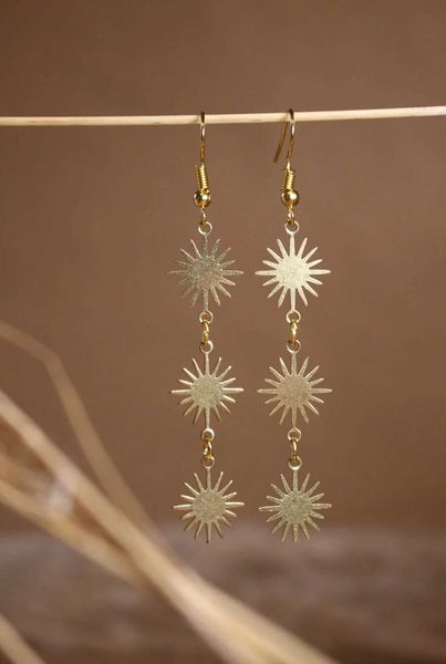 Sun Earrings Gold Colour Boho Jewellery