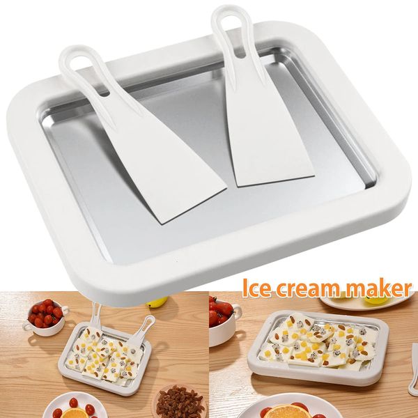 Ice Cream Maker Pan with 2 Scrapers Ice Cream Maker Plate Multifunctional Cold Sweet Fried Food Plate Rolled Ice Cream Maker 250623BJ