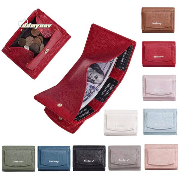 Solid Color Multi-Card Trifold Coin Fashion Casual New Women's Short Wallet Simple Mini Pu Purse Card Holder Gift Ladies ddmynov