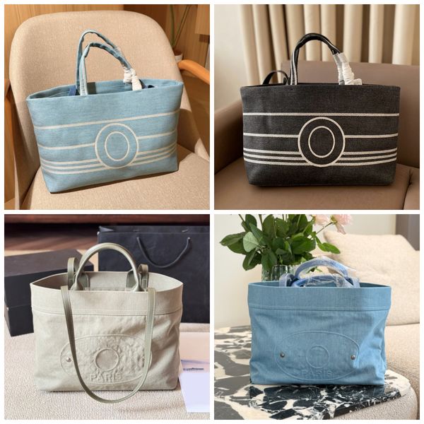 Denim Tote Designer Bag Fashion Casual Beach Bag Large Shoulder Blue Denim Luxury Tote Women's Weekend Travel Bag Large Capacity Shopping Bag