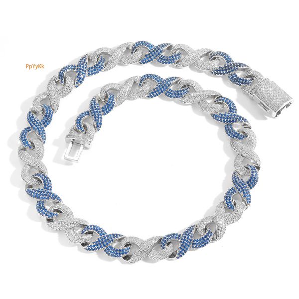 15mm Infinity Figure 8 Chain Blue Zircon Cuban Link Chain Niche Hiphop Iced Out Moissanite High Quality Necklace Pass the diamond tester
15mm Infinity Figure 8 Chain Blue Zircon Cuban Link Chain Niche Hiphop Iced Out Moissanite High Quality Necklace Pass the diamond tester