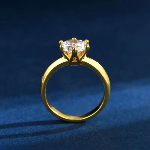 Rulalei Brand New Classical Six GRA Claw 2CT 5A Cubic Zircon CZ Dia Jewelry Sterling Sier Gold 18K Party Eternity Engagement Band 14K Ring Gift