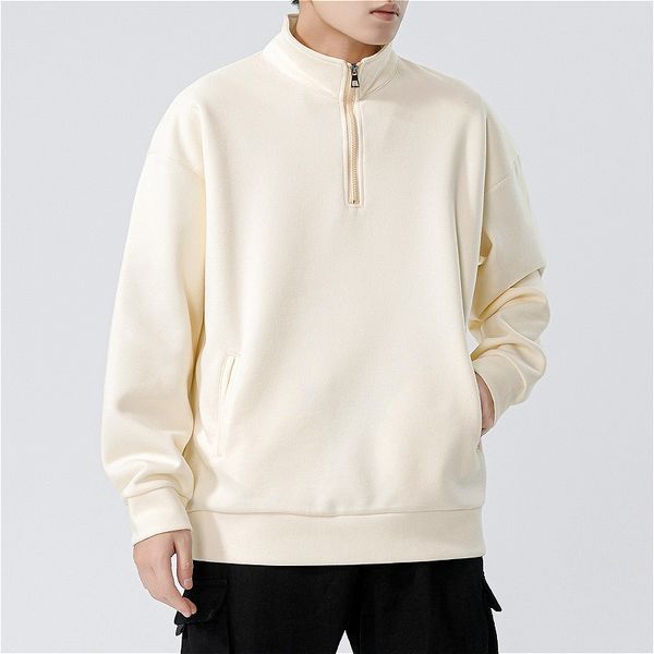 H196 Turtleneck Sweatshirt for Men Autumn and Winter Thickened Loose Trendy Solid