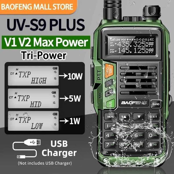 BAOFENG UVS9 Plus V1 V2 Powerful Handheld UHF VHF Dual Band 16 KM Long Range Waterproof Walkie Talkie Ham UV5R Two Way RadioXJ250928