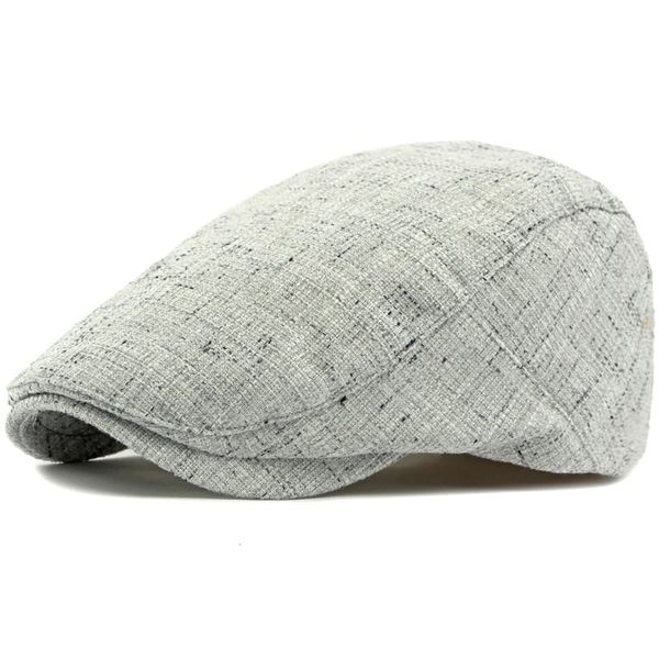 HT4736 Berets for Men Women Classic Breathable Linen Beret Cap Vintage Solid Plain Artist Painter Hat Adjust Ivy Flat