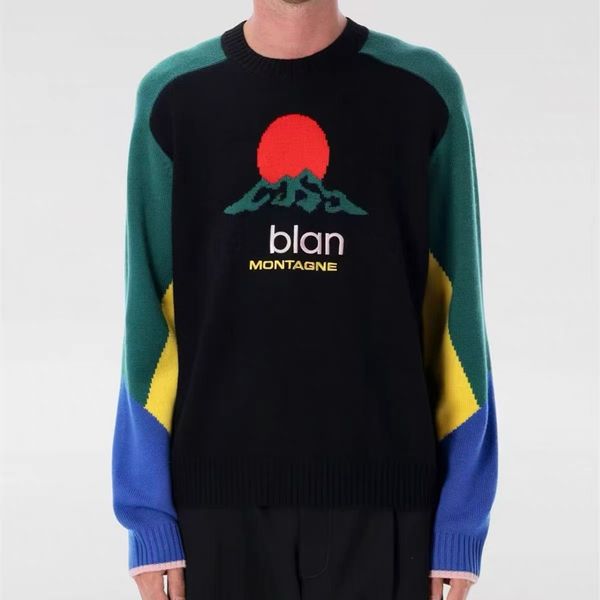 25ss Casabalnc New Trend Autumn and Winter Retro Embroidery Knitted Top Loose Sweater Men's and Women Fashion Colorblocking Crew Neck Knit Hundred Woolen Sweaters tn