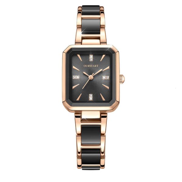 Direct Sale New Women's Student Square Temperament Alloy Inlaid Dia Fashion Watch Women High-end Feel