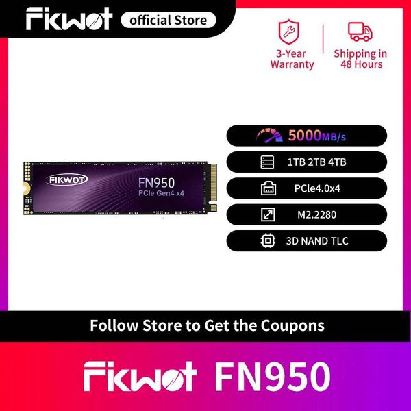 Fikwot FN950 SSD 1TB 2TB 4TB 5000MBs PCIe40x4 NVMe Up to M2 2280 SSD Hard Drive Internal Solid State Drive for PS5 Laptop PC