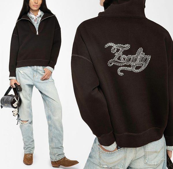 25aw designer cotton half-zip hoodie sweatshirt zadvoltaire new trend back letter embroidery hot drill chest lapel fleece women' loose hooded pullover sweater tops, Light sky blue
25aw designer cotton half-zip hoodie sweatshirt zadvoltaire new trend back letter embroidery hot drill chest lapel fleece women' loose hooded pullover sweater tops, Light sky blue