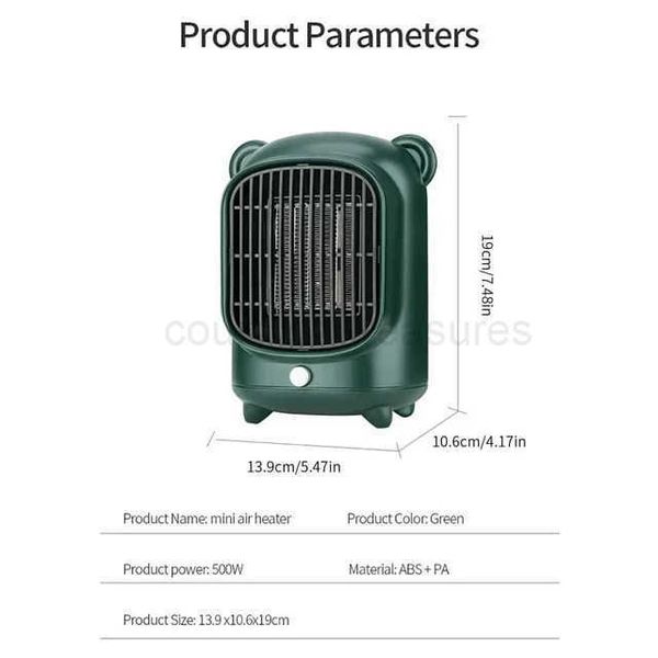 500W Portable Fast Heating Ceramic Space Heater Personal Mini Heater Thermostat Quiet Energy Efficient Safe M251010