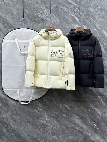 Designer Puffer Parka with High Collar Premium White Goose Down Fill Thickened Hooded Thermal Coat Sophisticated Casual Fashion Style