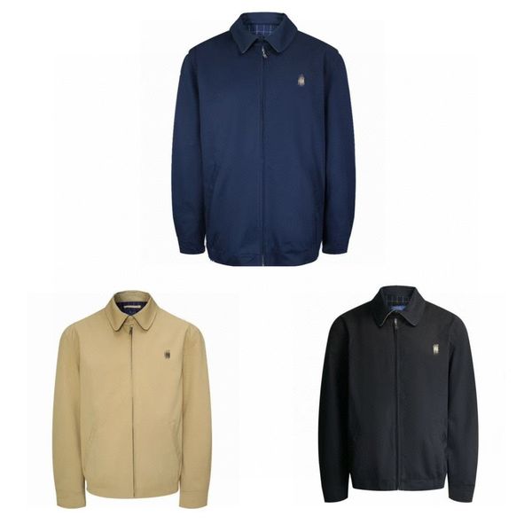 Mens Jackets Polo Outerwear Coats Designer Embroidery Zipper Button Flip Collar Retro Vintage American Style High Quality Lapel Neck M-2XL