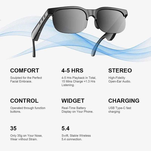 Multifunctional Sunglasses Sports Glasses Intelligent Wireless Bluetooth Glasses With Longlasting Battery For Music Calling X251011