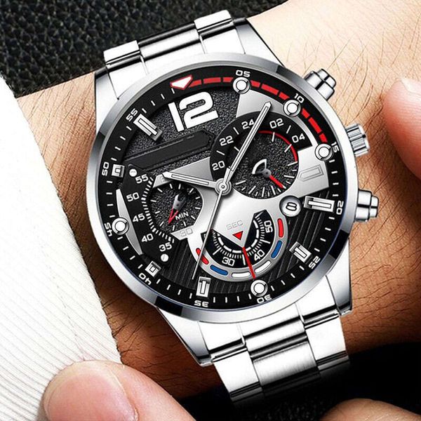 Quartz Calendar Steel Band Men's Fashion Sports Luminous Pointer Watch