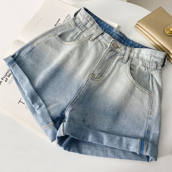 Women's Jeans Summer Gradient Colour High Waist Short Clothing Korean Style Candy Washed To Show Thin A Line Version