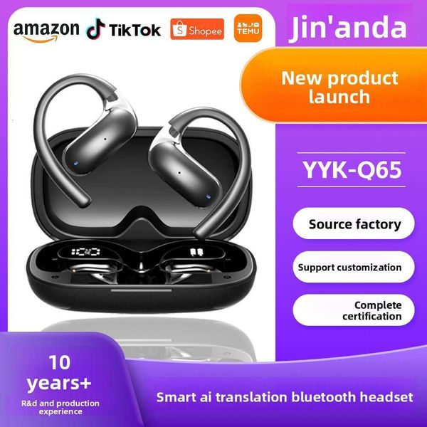 New Product AI Translation Ear Hook Wireless Bluetooth Long Battery Life Business Earphone