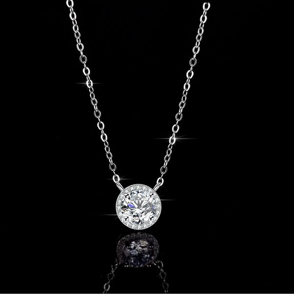 Designer necklace S925 Sterling Silver Pendant Moissanite Necklace for Women Fashion Round Necklace Luxurious Round Pendant